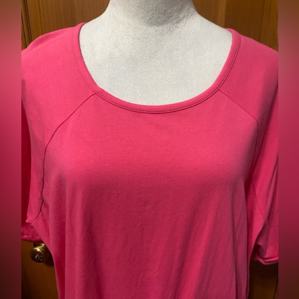 Plus Size Denim & Company Bright Pink Casual Dress - Picture 3 of 5